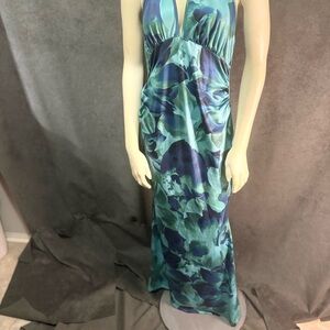 SHEIN Blue and Green Floral Maxi Dress